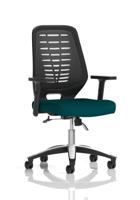 Relay Task Operator Chair Black Back With Height Adjustable Arms Bespoke Colour Maringa Teal