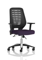Relay Task Operator Chair Black Back With Height Adjustable Arms Bespoke Colour Tansy Purple
