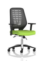 Relay Task Operator Chair Silver Back With Height Adjustable Arms Bespoke Colour Myrrh Green