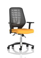 Relay Task Operator Chair Silver Back With Height Adjustable Arms Bespoke Colour Senna Yellow