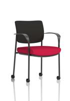 Brunswick Deluxe With Arms Black Frame With Castors Black Fabric Back Bespoke Colour Seat Bergamot Cherry