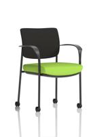 Brunswick Deluxe With Arms Black Frame With Castors Black Fabric Back Bespoke Colour Seat Myrrh Green