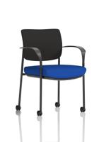Brunswick Deluxe With Arms Black Frame With Castors Black Fabric Back Bespoke Colour Seat Stevia Blue