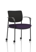 Brunswick Deluxe With Arms Black Frame With Castors Black Fabric Back Bespoke Colour Seat Tansy Purple