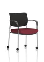 Brunswick Deluxe With Arms Chrome Frame With Castors Black Fabric Back Bespoke Colour Seat Ginseng Chilli