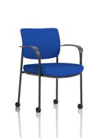 Brunswick Deluxe With Arms Black Frame With Castors Bespoke Colour Back And Seat Stevia Blue