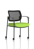 Brunswick Deluxe With Arms Black Frame With Castors Mesh Back Bespoke Colour Seat Myrrh Green