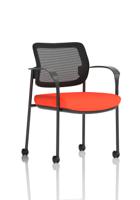 Brunswick Deluxe With Arms Black Frame With Castors Mesh Back Bespoke Colour Seat Tabasco Orange