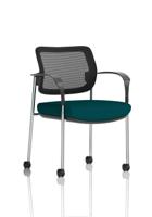 Brunswick Deluxe With Arms Chrome Frame With Castors Mesh Back Bespoke Colour Seat Maringa Teal