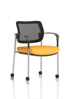 Brunswick Deluxe With Arms Chrome Frame With Castors Mesh Back Bespoke Colour Seat Senna Yellow