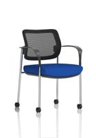 Brunswick Deluxe With Arms Chrome Frame With Castors Mesh Back Bespoke Colour Seat Stevia Blue
