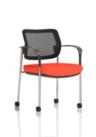 Brunswick Deluxe With Arms Chrome Frame With Castors Mesh Back Bespoke Colour Seat Tabasco Orange