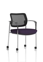 Brunswick Deluxe With Arms Chrome Frame With Castors Mesh Back Bespoke Colour Seat Tansy Purple