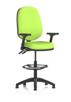 Eclipse Plus II Lever Task Operator Chair High Rise Draughtsman Kit With Height Adjustable And Folding Arms Bespoke Colour Back And Seat Myrrh Green