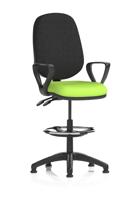Eclipse Plus II Lever Task Operator Chair With High Rise Draughtsman Kit With Loop Arms Bespoke Colour Seat Myrrh Green