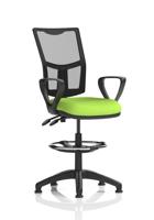 Eclipse Plus II Lever Task Operator Chair Mesh Back With High Rise Draughtsman Kit With Loop Arms Bespoke Colour Seat Myrrh Green