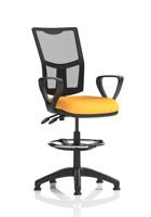 Eclipse Plus II Lever Task Operator Chair Mesh Back With High Rise Draughtsman Kit With Loop Arms Bespoke Colour Seat Senna Yellow
