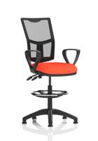 Eclipse Plus II Lever Task Operator Chair Mesh Back With High Rise Draughtsman Kit With Loop Arms Bespoke Colour Seat Tabasco Orange