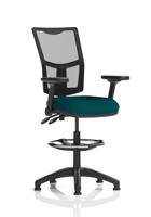 Eclipse Plus II Lever Task Operator Chair Mesh Back High Rise Draughtsman Kit With Height Adjustable And Folding Arms Bespoke Colour Seat Maringa Teal