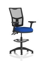 Eclipse Plus II Lever Task Operator Chair Mesh Back High Rise Draughtsman Kit With Height Adjustable And Folding Arms Bespoke Colour Seat Stevia Blue