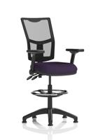 Eclipse Plus II Lever Task Operator Chair Mesh Back High Rise Draughtsman Kit With Height Adjustable And Folding Arms Bespoke Colour Seat Tansy Purple