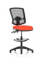 Eclipse Plus II Lever Task Operator Chair Deluxe Mesh Back With High Rise Draughtsman Kit Bespoke Colour Seat Tabasco Orange