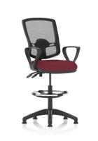 Eclipse Plus II Lever Task Operator Chair Deluxe Mesh Back With High Rise Draughtsman Kit With Loop Arms Bespoke Colour Seat Ginseng Chilli