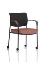 Brunswick Deluxe With Arms Black Frame With Castors Black Fabric Back Bespoke Colour Seat Rivet Forge