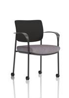 Brunswick Deluxe With Arms Black Frame With Castors Black Fabric Back Bespoke Colour Seat Rivet Fuse