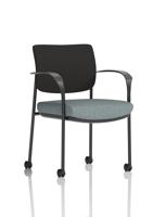 Brunswick Deluxe With Arms Black Frame With Castors Black Fabric Back Bespoke Colour Seat Rivet Tensile