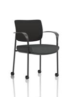 Brunswick Deluxe With Arms Black Frame With Castors Black Fabric Back Bespoke Colour Seat Quest Mussel