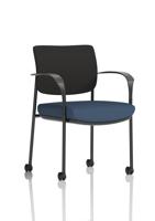 Brunswick Deluxe With Arms Black Frame With Castors Black Fabric Back Bespoke Colour Seat Quest Whelk