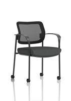 Brunswick Deluxe With Arms Black Frame With Castors Mesh Back Bespoke Colour Seat Quest Mussel