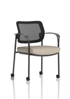 Brunswick Deluxe With Arms Black Frame With Castors Mesh Back Bespoke Colour Seat Quest Salt