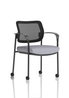 Brunswick Deluxe With Arms Black Frame With Castors Mesh Back Bespoke Colour Seat Quest Shell