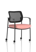 Brunswick Deluxe With Arms Black Frame With Castors Mesh Back Bespoke Colour Seat Quest Shrimp
