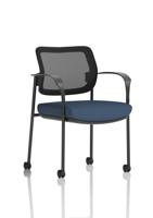 Brunswick Deluxe With Arms Black Frame With Castors Mesh Back Bespoke Colour Seat Quest Whelk