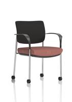 Brunswick Deluxe With Arms Chrome Frame With Castors Black Fabric Back Bespoke Colour Seat Rivet Forge