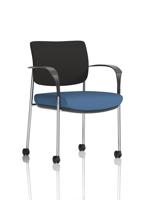 Brunswick Deluxe With Arms Chrome Frame With Castors Black Fabric Back Bespoke Colour Seat Quest Limpet