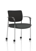 Brunswick Deluxe With Arms Chrome Frame With Castors Black Fabric Back Bespoke Colour Seat Quest Mussel