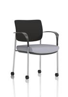 Brunswick Deluxe With Arms Chrome Frame With Castors Black Fabric Back Bespoke Colour Seat Quest Shell