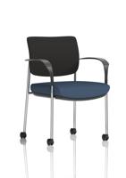 Brunswick Deluxe With Arms Chrome Frame With Castors Black Fabric Back Bespoke Colour Seat Quest Whelk