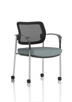 Brunswick Deluxe With Arms Chrome Frame With Castors Mesh Back Bespoke Colour Seat Rivet Tensile