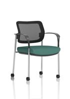Brunswick Deluxe With Arms Chrome Frame With Castors Mesh Back Bespoke Colour Seat Quest Kelp