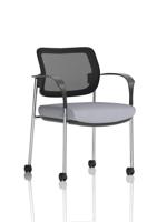 Brunswick Deluxe With Arms Chrome Frame With Castors Mesh Back Bespoke Colour Seat Quest Shell