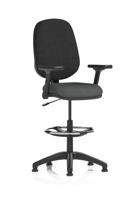 Eclipse Plus I Lever Task Operator Chair With High Rise Draughtsman Kit With Height Adjustable And Folding Arms Bespoke Colour Seat Quest Mussel