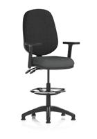 Eclipse Plus II Lever Task Operator Chair With High Rise Draughtsman Kit With Height Adjustable Arms Bespoke Colour Seat Quest Mussel