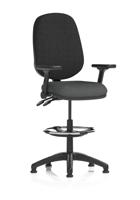 Eclipse Plus II Lever Task Operator Chair With High Rise Draughtsman Kit With Height Adjustable And Folding Arms Bespoke Colour Seat Quest Mussel