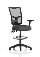 Eclipse Plus II Lever Task Operator Chair Mesh Back High Rise Draughtsman Kit With Height Adjustable And Folding Arms Bespoke Colour Seat Quest Mussel
