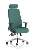 Onyx Ergo Posture Chair With Height Adjustable Arms With Headrest Bespoke Colour Back And Seat Quest Kelp